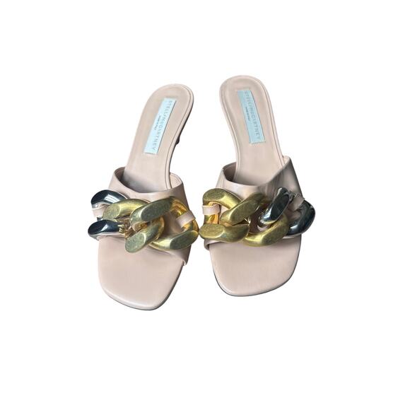 Stella McCartney Blush Pink Kitten Heel Slip On Falabella Sandal Sz 38 - Picture 1 of 4